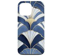 Geometric Fan Pattern - Blue and Gold Decorative Design Case for iPhone 13 Pro Max