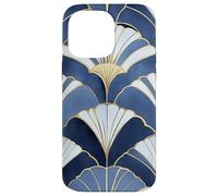 Geometric Fan Pattern - Blue and Gold Decorative Design Case for iPhone 14 Pro Max