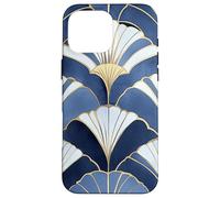 Geometric Fan Pattern - Blue and Gold Decorative Design Case for iPhone 16 Pro Max
