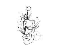 Geometric Figure Flower Tattoo Stickers Waterproof For 1-2 Weeks Modern Hand-painted