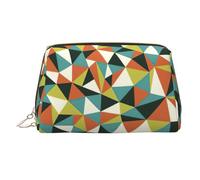 Geometric Figure Printed Cosmetic Organizer, Shockproof Beauty Case Featuring Wide Zipper Opening for Travel