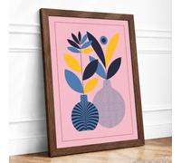 Geometric Floral Arrangement Botanical Framed Wall Art Print A4