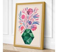 Geometric Floral Arrangement Canvas Wall Art Print 36x24 Inch