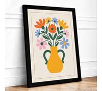 Geometric Floral Arrangement Modern Framed Wall Art Print A2 (59.4×42cm) Black, Wall Decor for Living Room, Bedroom, Office & Home, Ready to Hang, Art Gift