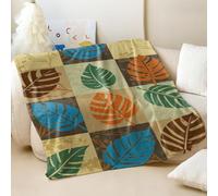 Geometric Floral Patchwork Printed Flannel Blanket, Modern Vintage Soft Couch Throw, Perfect for Home Decor & Travel (02,150x200cm)