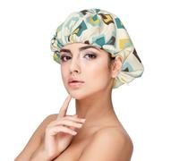 Geometric Floral Pattern Print Adult's Satin Sleeping Cap, Maintain Hairstyle, and Ensure Comfortable Sleep, 13 inches Black, Black, One size
