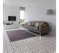 Geometric Flower Border Non-Slip Tile Stickers - Self-Adhesive Mosaic Cement Tile for Kitchen and Living Room 40 x 40 cm - 1 Piece