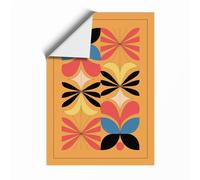 Geometric Flowers Mid-Century Unframed Wall Art Print A1 (84.1×59.4cm), Wall Decor for Living Room, Bedroom, Office & Home, Art Gift