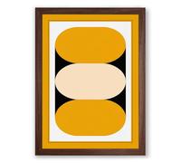 Geometric Forms in Gold Minimalist Framed Wall Art Print A1 (84.1×59.4cm) Walnut, Wall Decor for Living Room, Bedroom, Office & Home, Ready to Hang, Art Gift