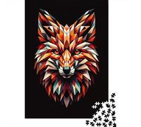Geometric Fox 1000-Piece Puzzle for Adults, 52x38cm/1000pcs; for Calm Hands-on Time after Work; White Cardboard with A Clean Surface