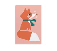 Geometric Fox Canvas Wall Art Picture Print Minimalist Abstract Animal Poster Cute Modern Artwork for Kids Room Or Living Room Playful Aesthetic Gift 16x24inch(40x60cm) Unframe