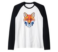 Geometric Fox Watercolor Polygon Woodland Nature Graphic Raglan Baseball Tee