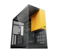 Geometric Future M5 Tempered Glass Mid Tower, E-ATX/ATX Gaming Case, 1.2mm Steel, Type C, Toolless Panels, Support 420/360 Radiator, Dual-Chamber, Black/Yellow, GEO-M5-BY