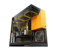 Geometric Future M5 Tempered Glass Mid Tower, E-ATX/ATX Gaming Case, 1.2mm Steel, Type C, Toolless Panels, Support 420/360 Radiator, ARGB PWM 140m fan x 5 Pre-Installed, Black/Yellow, GEO-M5F-BY
