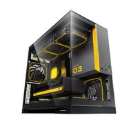 Geometric Future Model 3 Panoramic Tempered Glass Dual Chamber Micro-ATX Tower PC Case, 5 Pre-Installed 120mm x 30mm PWM ARGB Fans, USB Type-C, 360mm Radiator Support, Black/Gray, GEO-M3F-BG