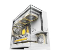 Geometric Future Model 3 Panoramic Tempered Glass Dual Chamber Micro-ATX Tower PC Case, 5 Pre-Installed 120mm x 30mm PWM ARGB Fans, USB Type-C, 360mm Radiator Support, White, GEO-M3F-W
