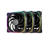 Geometric Future Squama 2503 RGB PWM Fan - 140mm - 3 Pack - Performance & Silent Balance - Dual Lighting Loop - 5V 3pin addressable RGB - 4pin PWM - Black (GEO-S2503B-14T)
