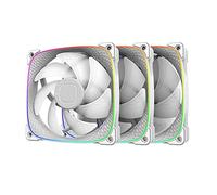Geometric Future Squama 2503 RGB PWM Fan - White - 120mm - 3 Pack - Performance & Silent Balance - Dual Lighting Loop - Motherboard SYNC with 5V 3pin - 4pin PWM - with Controller - (GEO-S2503W-3)