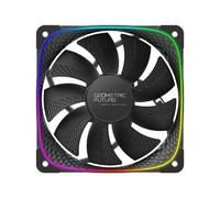 Geometric Future Squama 2503R Reverse blade RGB PWM fan -Black-120mm-1 pack-performance & silent Balance-Dual lighting Loop-Motherboard SYNC with 5V 3pin - 4pin PWM-W/O controller GEO-S2503RB-1