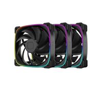 Geometric Future Squama 3003-12 RGB PWM Fan - 120mm x 30mm High-Performance PC Case Fans, 84 CFM, 2.93 mmH2O, Double-Sided ARGB Lighting, Hydro Dynamic Bearing - Black, 3-Pack, GEO-S3003B-12T
