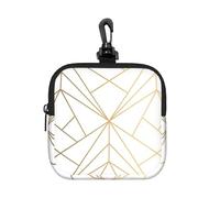 Geometric Gold Pattern with White Shimmer, Square Zipper Storage Bag, Neoprene Coin Purse, Small Wallets, Change Pouch, Change Purse