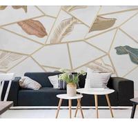 Geometric Golden Line Multicolour Leaves 3D Wallpaper Luxury Home Dining Decor Paste Sofa Living Room The Wall for Bedroom Mural-200cm×140cm