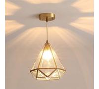 Geometric Golden Pendant Creative Glass Copper Material Chandelier E27 Ceiling Fixture Hanging Light for Kitchen Island Dining Room Exhibition Hall Decoration