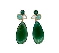 Geometric Green Agate White Shell Peruvian Stud earrings luxury style for women
