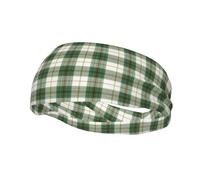 Geometric Green Brown Yellow Black Checkered Stylish Sports Headbands Moisture Wicking Workout for Men Women