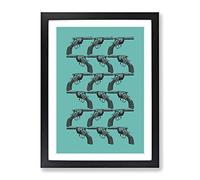 Geometric Gun Pattern Modern Framed Print | A4 Black Framed Wall Art | Ready to Hang | Modern Fantasy Picture | Living Room Bedroom Lounge Office