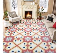 Geometric Heart Dots Four Leaf Clover Pattern Washable Rugs | Vintage Romantic Style Pink Low Pile Non Slip Non-shedding Carpet, 160 x 230 cm for Hallway, Office Home Decor