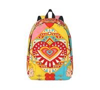Geometric Heart with Praying Cherubs Canvas Backpack Rucksack Multi-Pocket