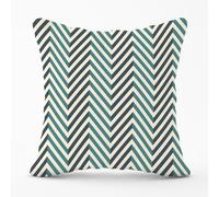 Geometric Herringbone Chevron Blues Outdoor Cushion Warren Reed - Designer Green 45cm x 45cm