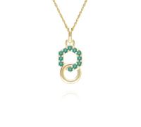 Geometric Hexagon and Round Linked with Emerald Pendant in 9ct Yellow Gold