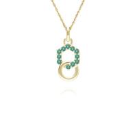 Geometric Hexagon and Round Linked with Prong set Emerald Pendant in 9ct Yellow Gold