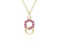 Geometric Hexagon and Round Linked with Ruby Pendant in 9ct Yellow Gold