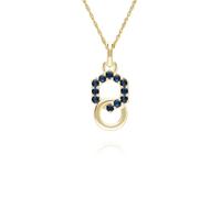 Geometric Hexagon and Round Linked with Sapphire Pendant in 9ct Yellow Gold