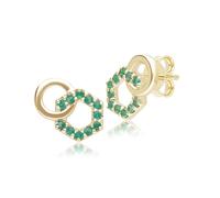 Geometric Hexagon & Round Linked with Emerald Stud Earrings in 9ct Yellow Gold