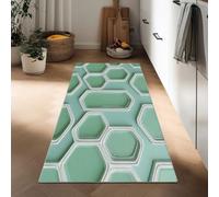Geometric Hexagonal Glass Bricks Runner Rug for Entryway 40 x 120 cm Hallway Non Slip Runner, Washable Long Low Pile Hyper-Realistic Style Floor Carpet for Kitchen Corridor Bedroom Living Room Laundry