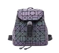 Geometric Holographic Backpack Reflective Women Hologram Back Pack Flash Reflective Shoulder Bags Shard Lattice Daypack, NO.7