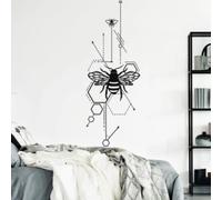 Geometric Honeycomb & Anatomical Bees Wall Sticker Nature Animal Compass Wall Decal Office Kids Room Vinyl Home Decor56cmhighx21cmwide