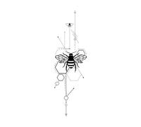 Geometric Honeycomb & Anatomical Bees Wall Stickers Home Decor Living Room Unique Vinyl Wall Art Decals Bedroom Waterproof Small - 30x96cm