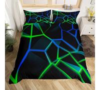 Geometric Honeycomb Bedding Set Green Blue Stereoscopic Hexagon Comforter Cover for Kids Boys Girls Beehive Hexagon Duvet Cover Geometric Bedspread Cover Room Decor Quilt Cover Single Boys