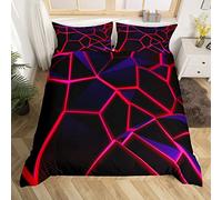 Geometric Honeycomb Bedding Set Red Stereoscopic Hexagon Comforter Cover for Kids Boys Girls Beehive Hexagon Duvet Cover Geometric Bedspread Cover Simplistic Room Decor Quilt Cover Double Boys