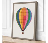 Geometric Hot Air Balloon Canvas Wall Art Print 18x12 Inch