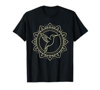 Geometric Hummingbird in Mandala Ring Sacred Line Graphic T-Shirt