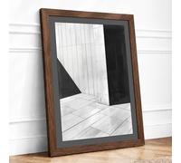 Geometric Interiors Minimalist Framed Wall Art Print A2 (59.4×42cm) Walnut, Wall Decor for Living Room, Bedroom, Office & Home, Ready to Hang, Art Gift