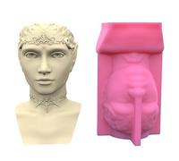 Geometric King Portrait Silicone Molds Storage Box Mold for Making Plant Pot Flower Pot Pen Holder King Portrait Silicone Mold