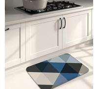 Geometric Kitchen Mats for Floor, Blue Diamond Pattern Soft Mats, Cushioned Comfort Washable Non Slip Decor Rugs for Kitchen Sinks Laundryroom Bathroom 16x24 Inch