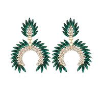 Geometric Leaf Earrings for Women, Funny Leaf Statement Earrings for Girls, Cute Leaf Feather Dangle Earrings Hypoallergenic, Bohemian Flower Leaf Plant Drop Earrings, C Shape Earrings Jewelry(Green)